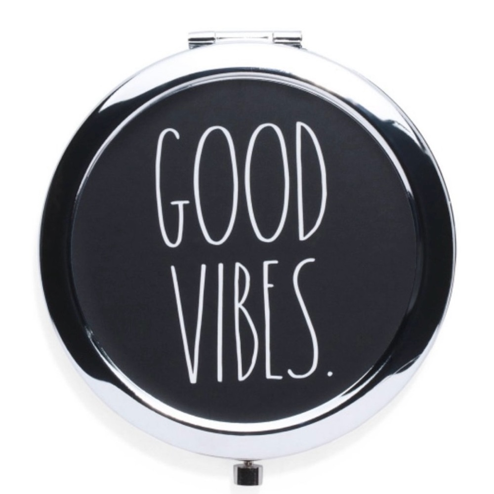 New RAE DUNN Compact Makeup Mirror GOOD VIBES